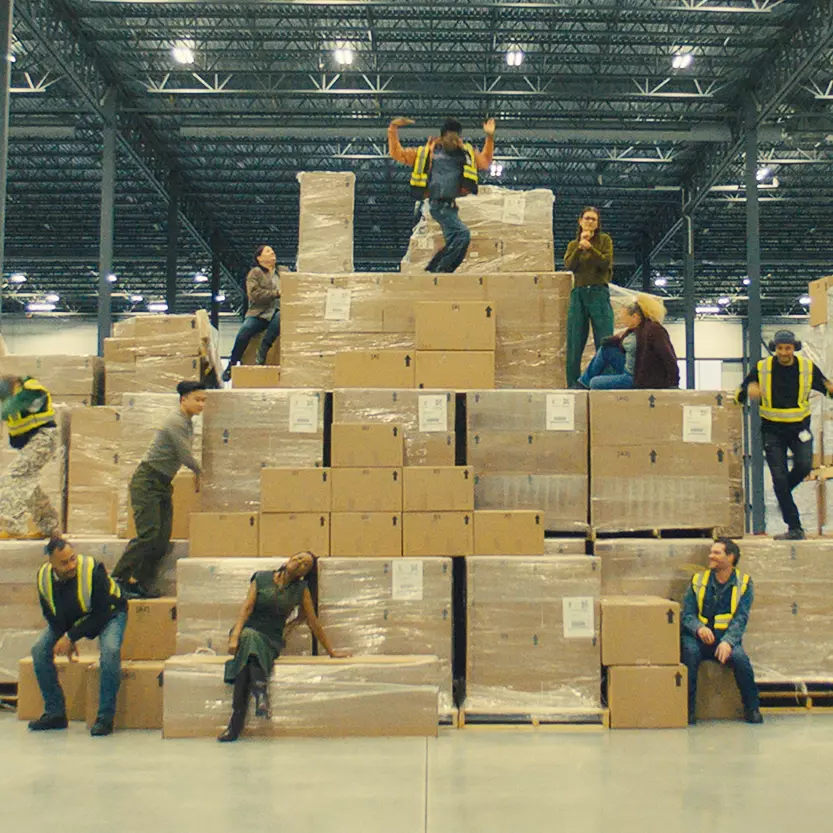 People standing on boxes