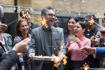 People at a party moments that matter to employees concept